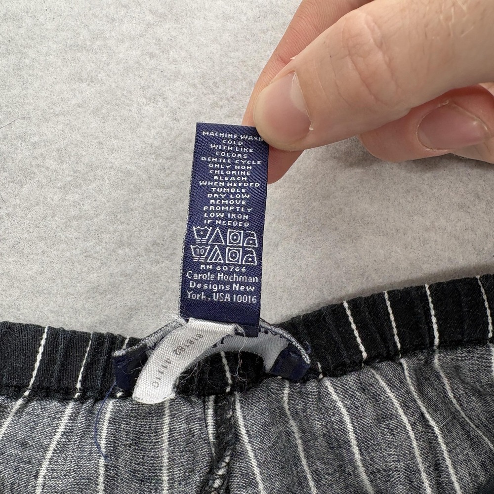 Lauren Essentials Pajama Pants Womens M Black Striped Cotton Light Purple Label - Picture 4 of 12